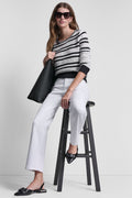 LOGO POINTELLE STRIPED SWEATER