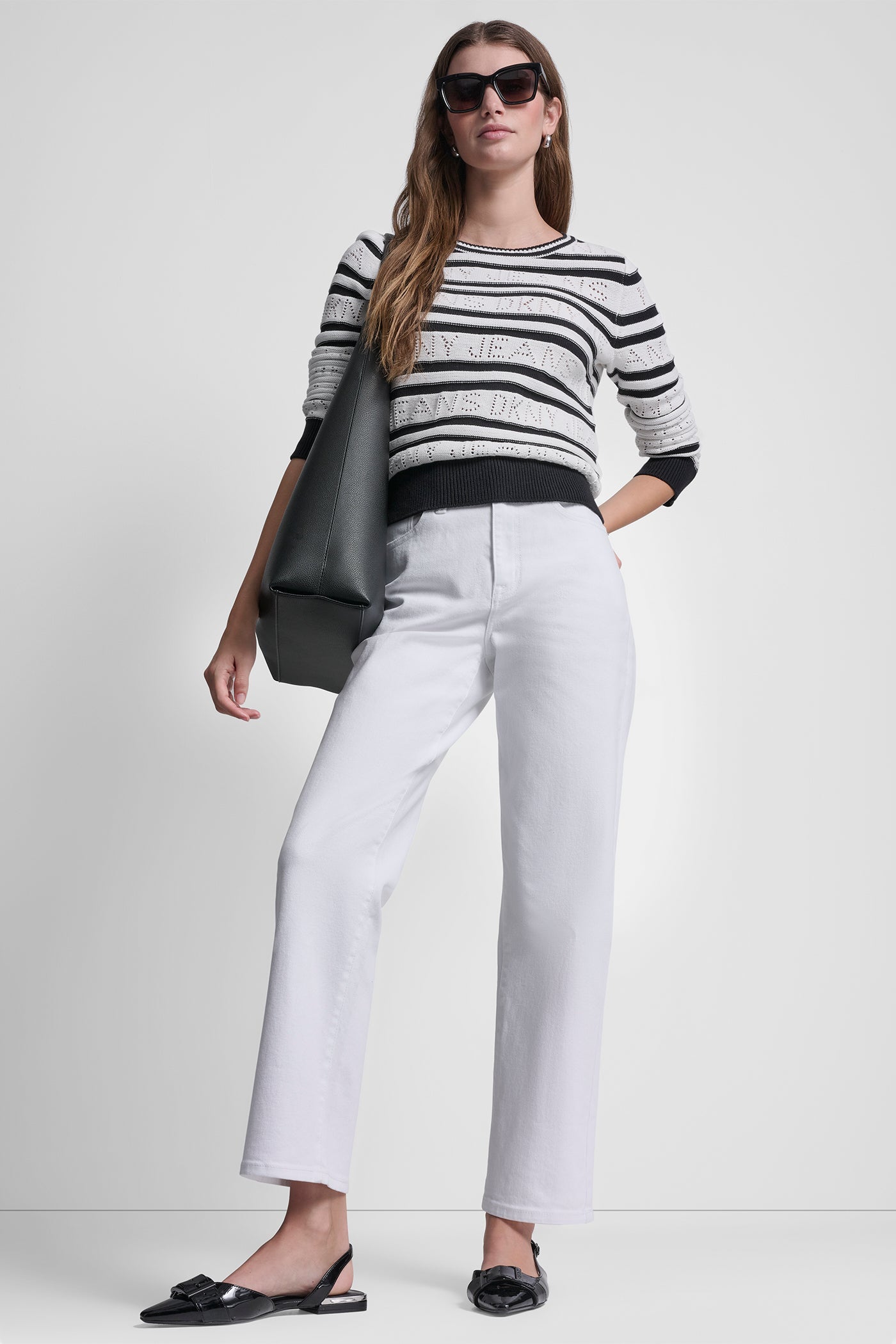 LOGO POINTELLE STRIPED SWEATER