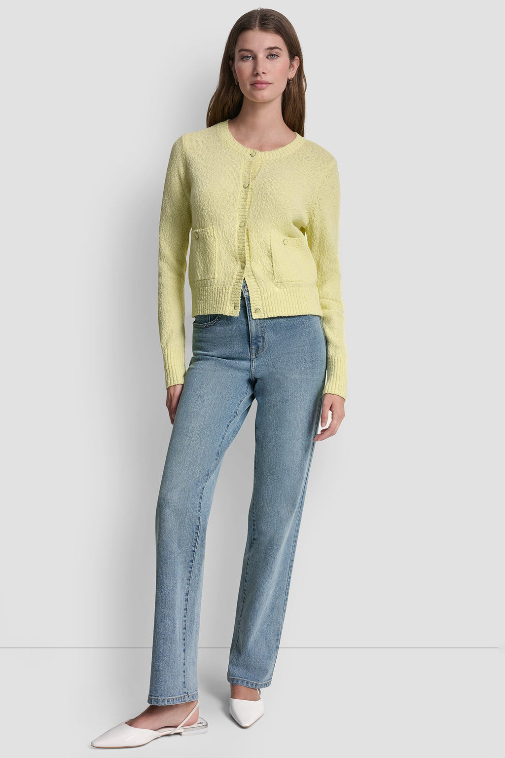 CREW NECK CARDIGAN WITH PATCH POCKETS