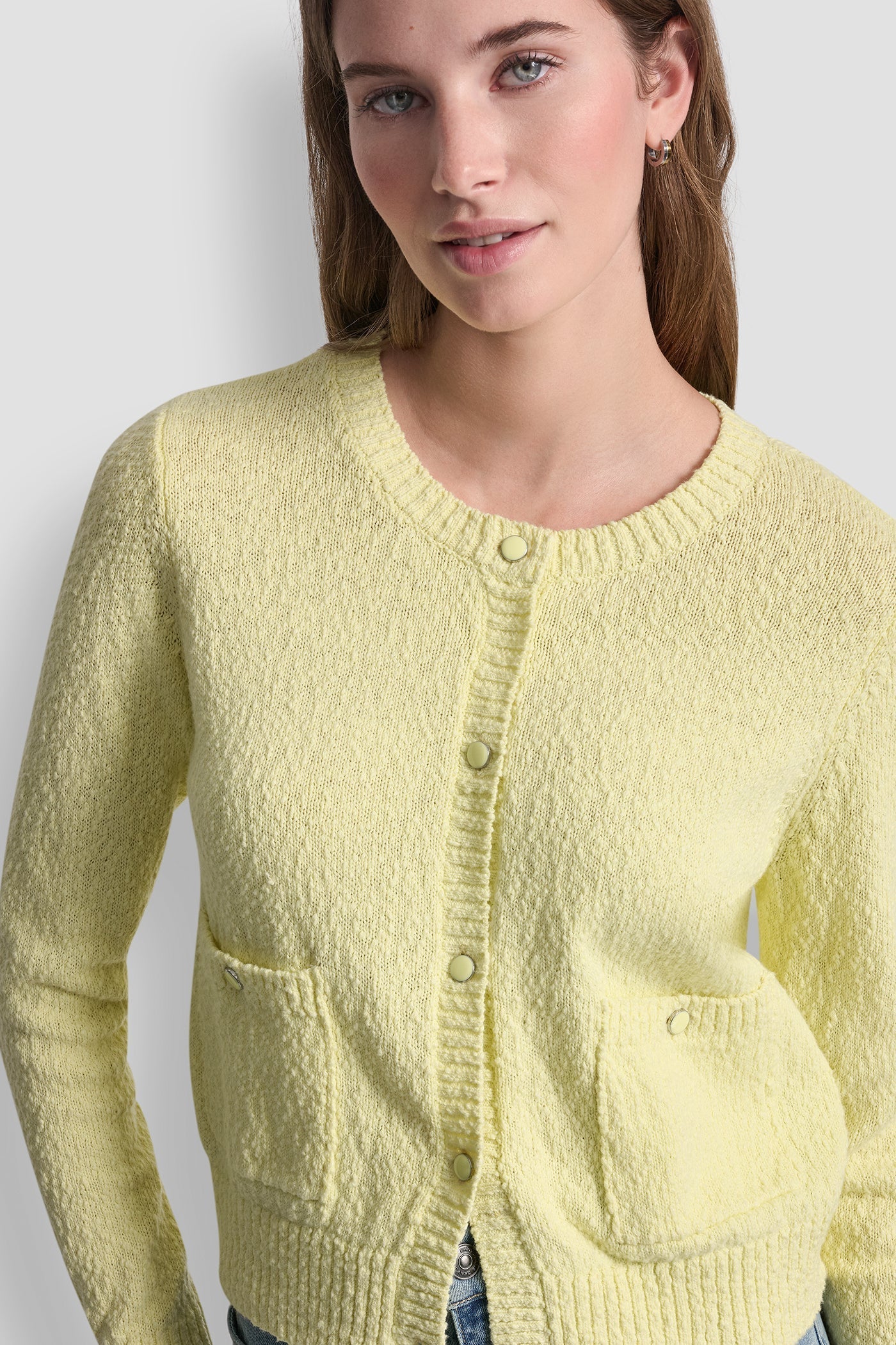 CREW NECK CARDIGAN WITH PATCH POCKETS