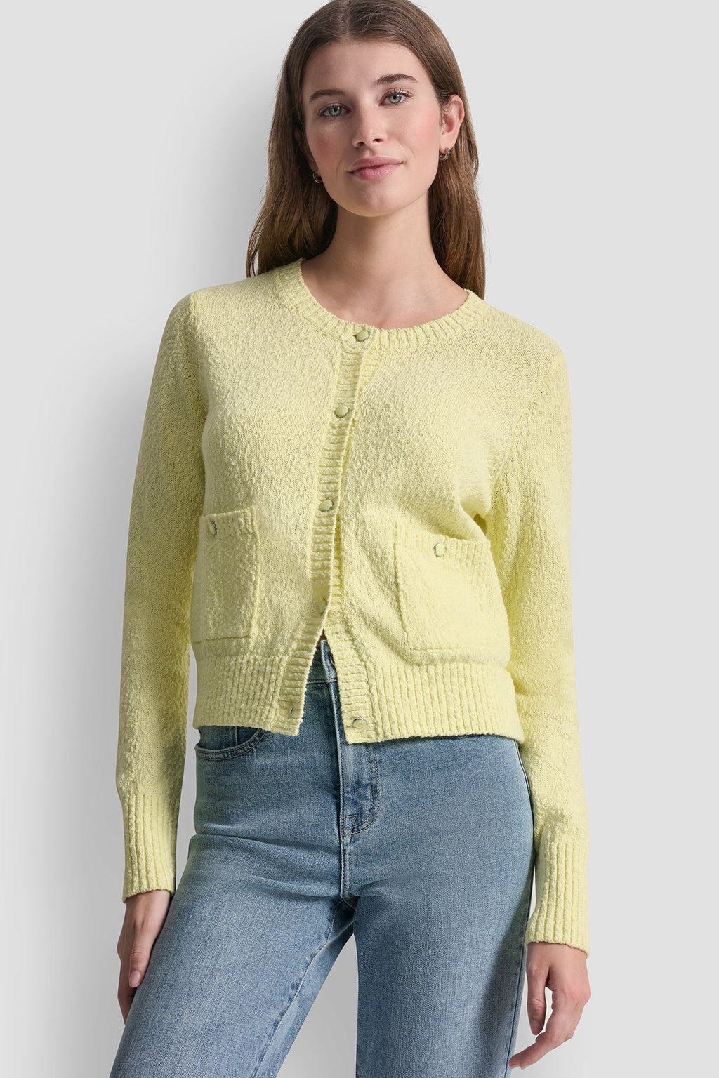 CREW NECK CARDIGAN WITH PATCH POCKETS