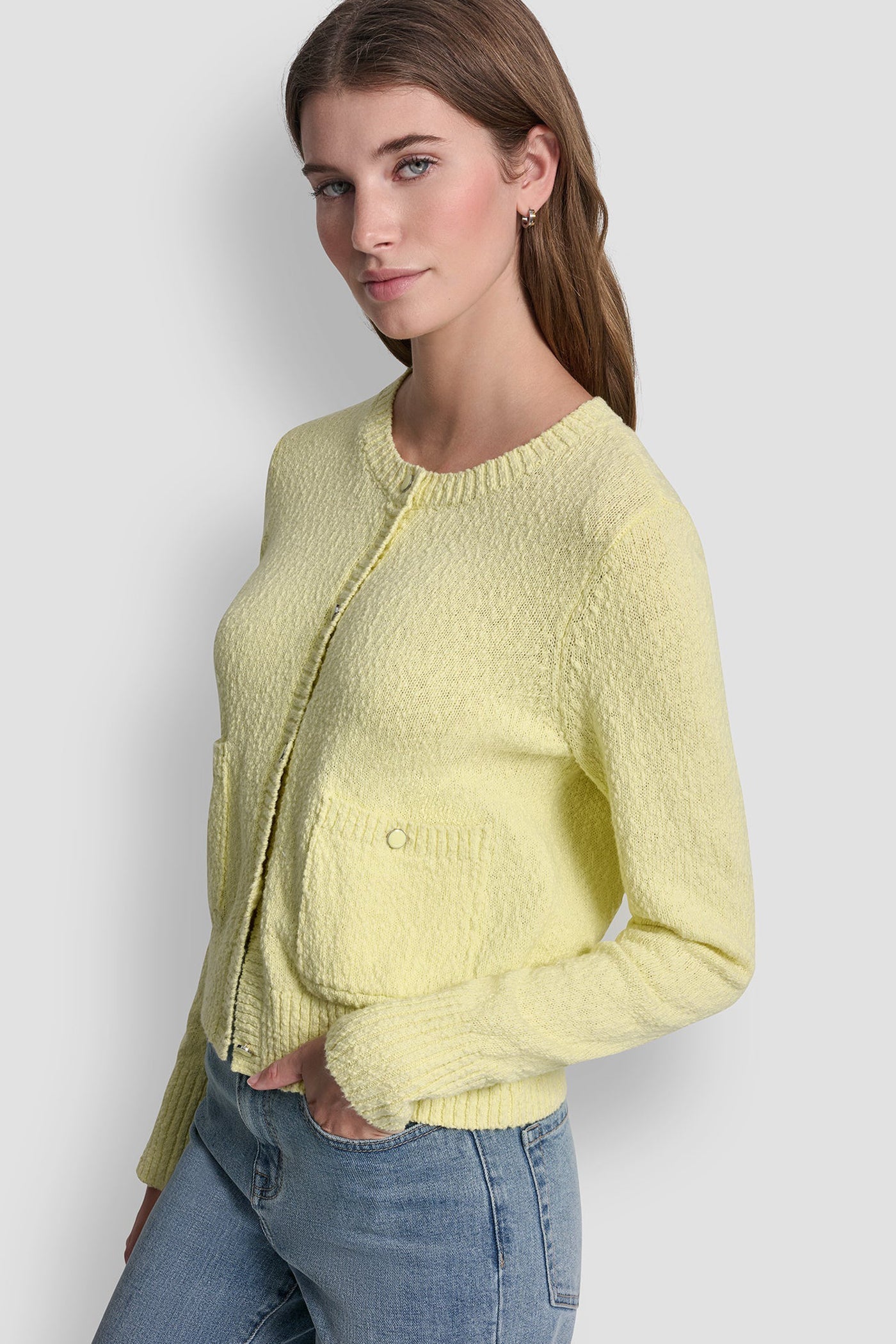 CREW NECK CARDIGAN WITH PATCH POCKETS