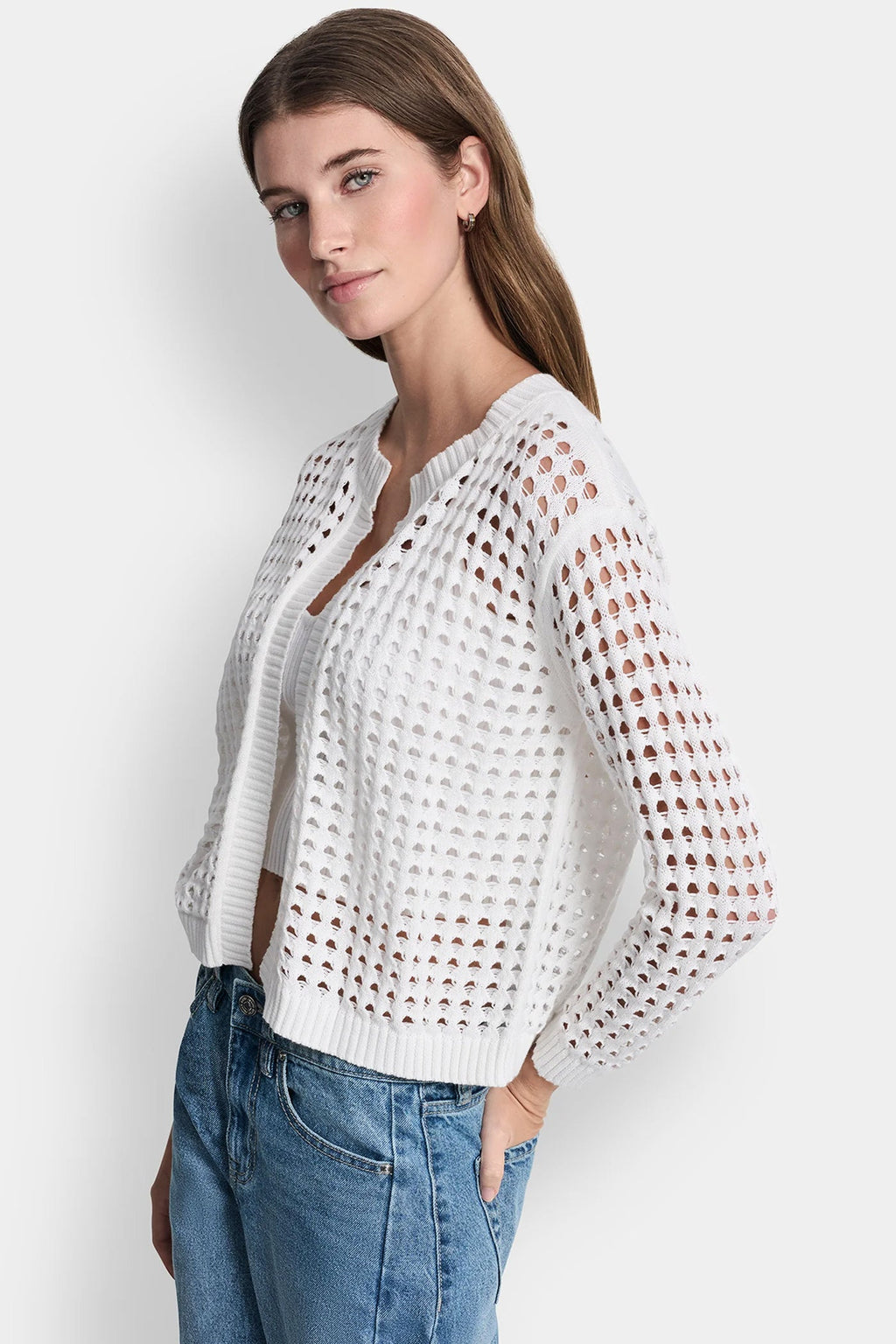 OPEN STITCH DROP SHOULDER CARDIGAN