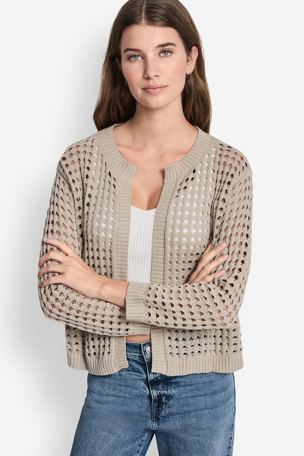 OPEN STITCH DROP SHOULDER CARDIGAN