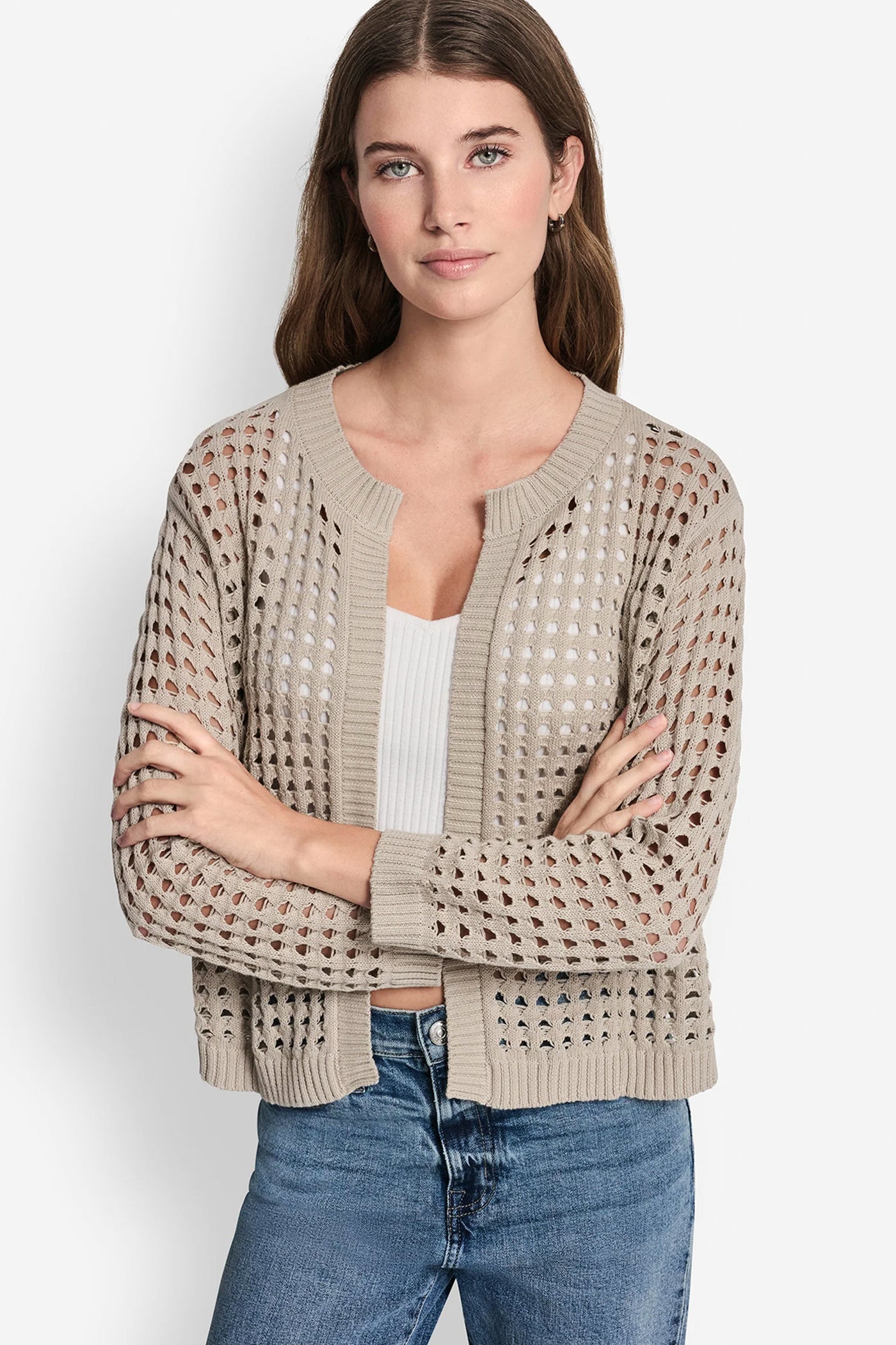 OPEN STITCH DROP SHOULDER CARDIGAN