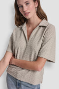 LOGO JACQUARD BOXY POLO TEE