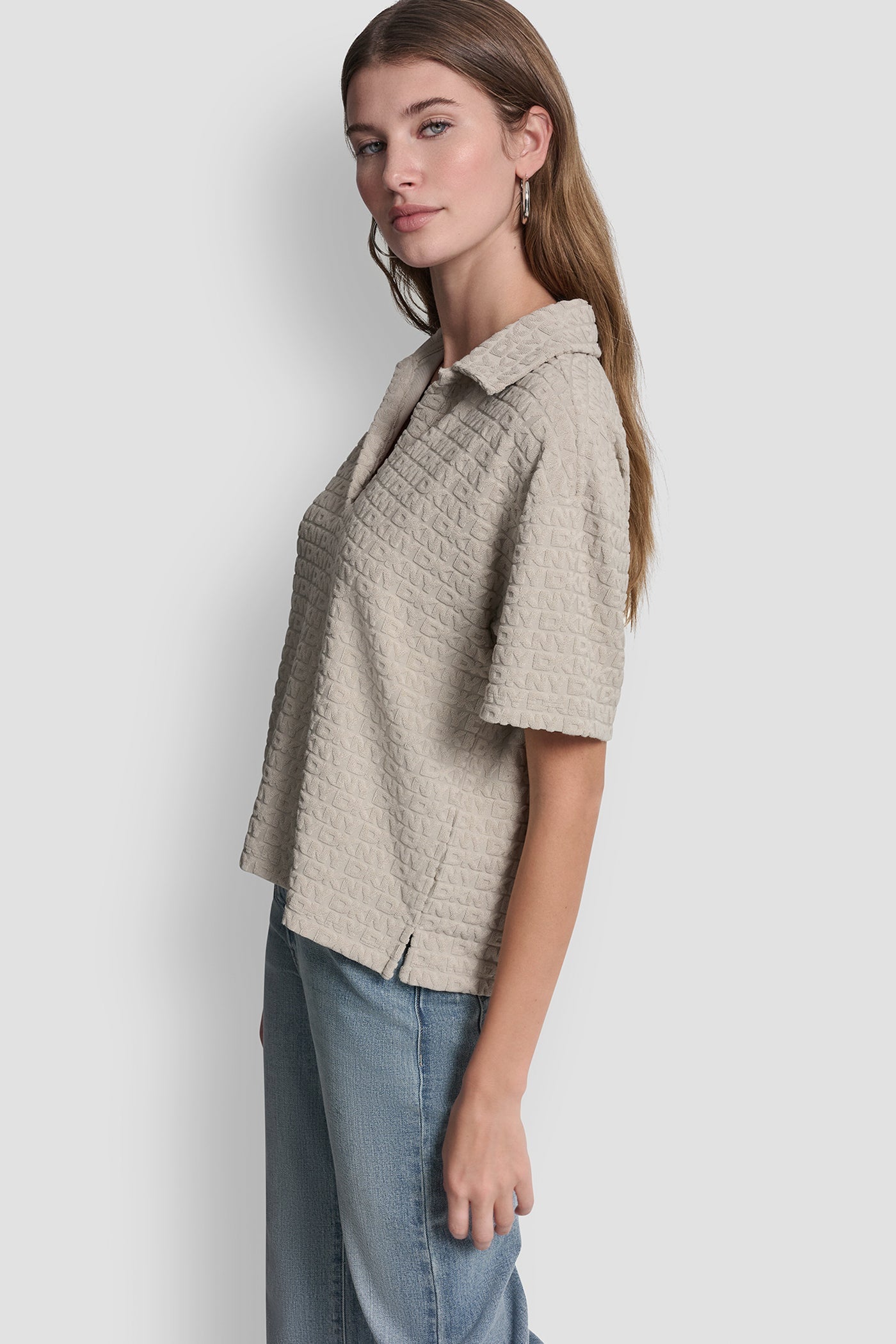 LOGO JACQUARD BOXY POLO TEE