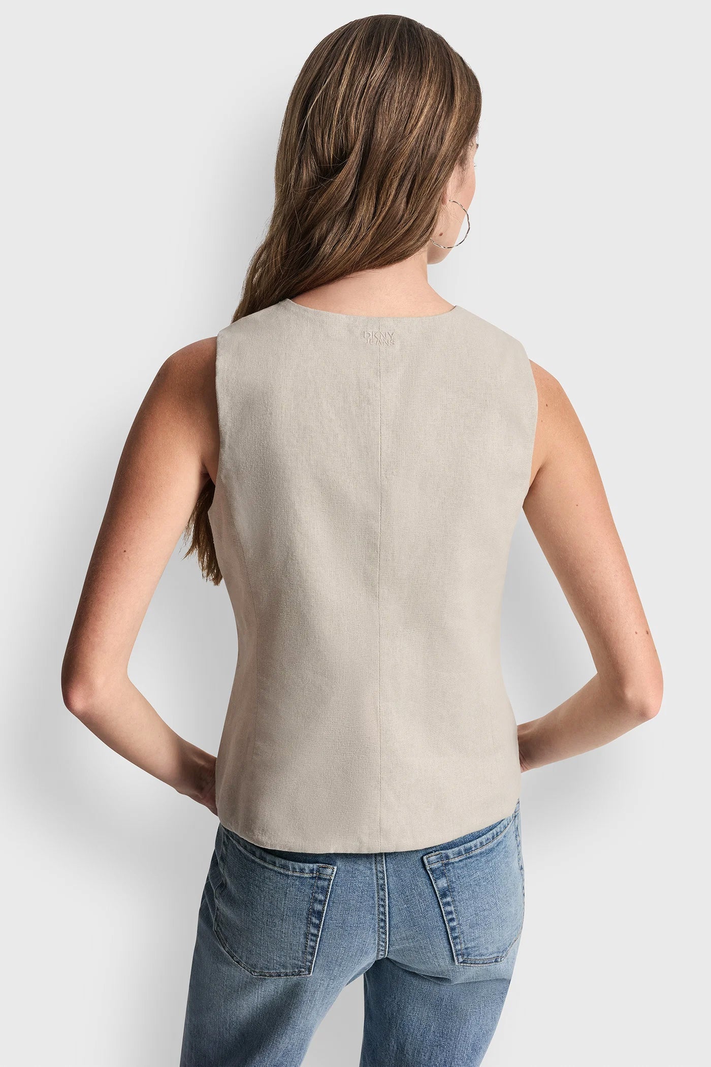 LINEN BUTTON-FRONT VEST
