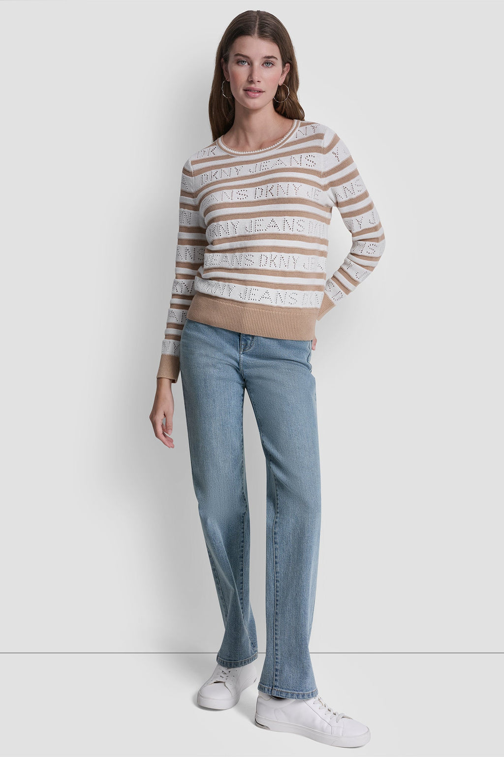 LOGO POINTELLE STRIPED SWEATER