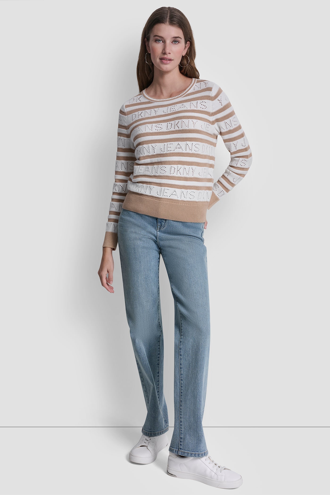 LOGO POINTELLE STRIPED SWEATER