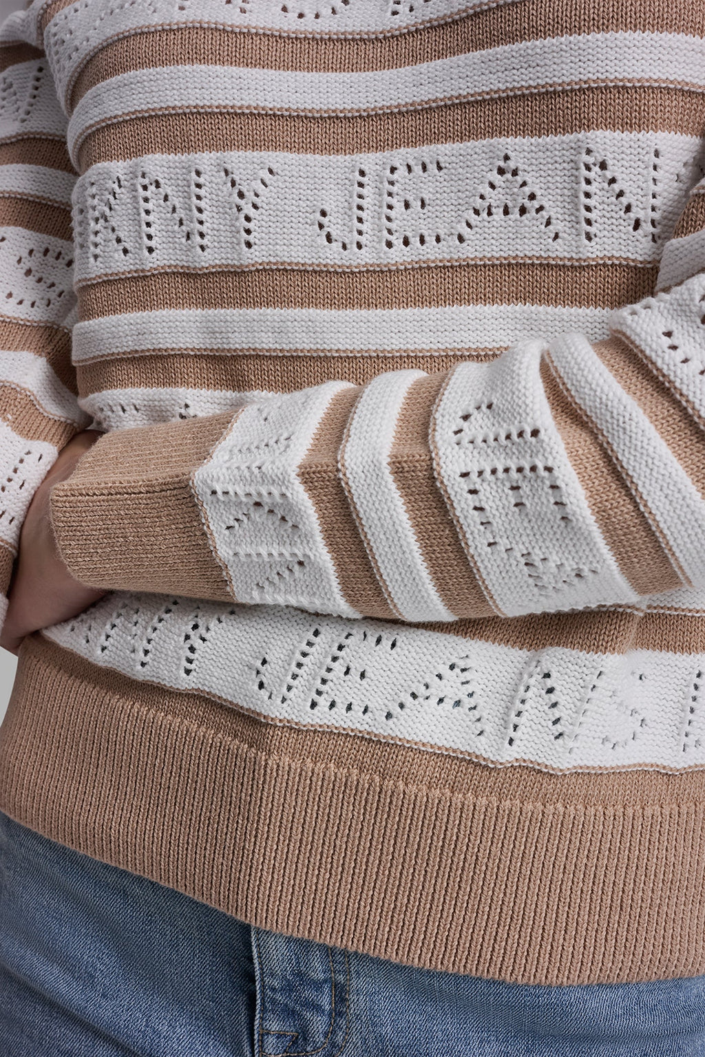 LOGO POINTELLE STRIPED SWEATER