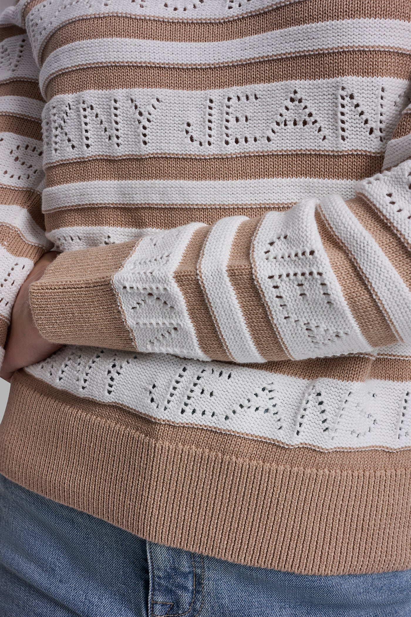 LOGO POINTELLE STRIPED SWEATER