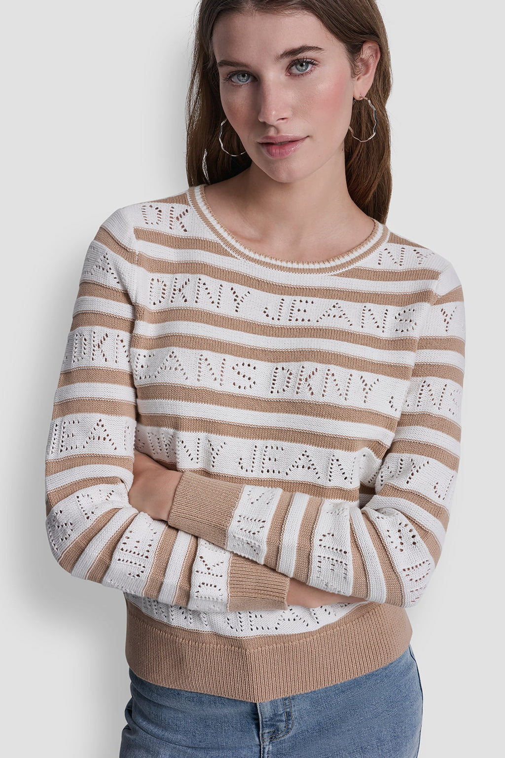 LOGO POINTELLE STRIPED SWEATER