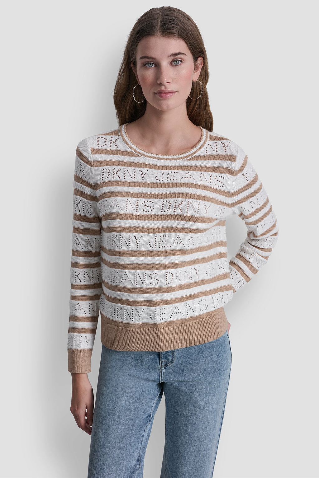 LOGO POINTELLE STRIPED SWEATER