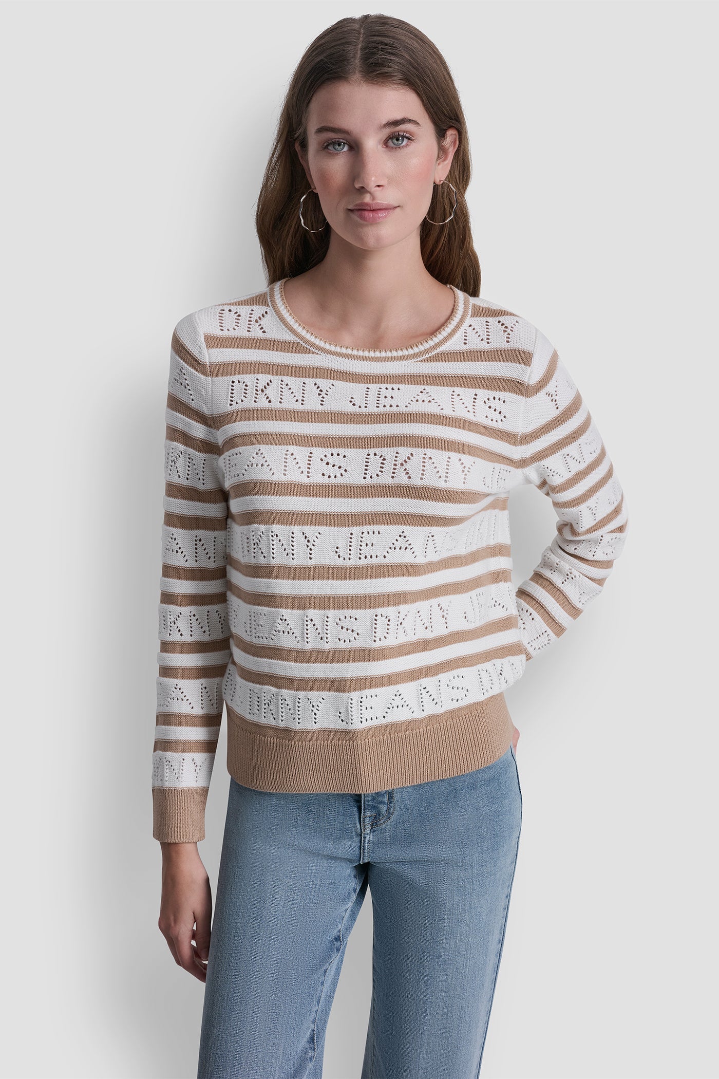 LOGO POINTELLE STRIPED SWEATER