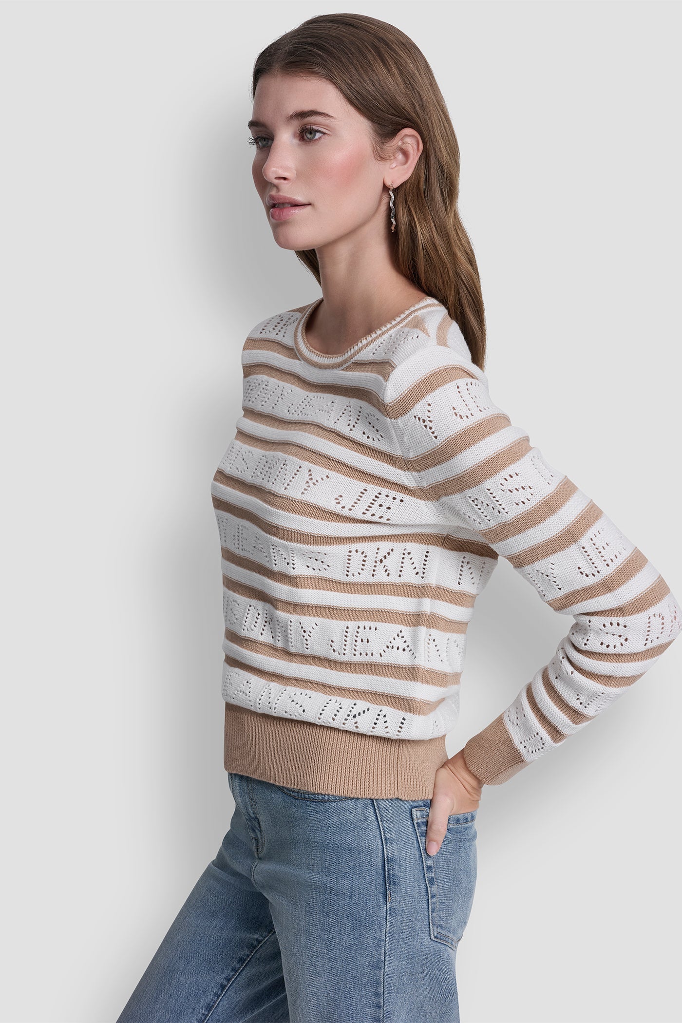 LOGO POINTELLE STRIPED SWEATER