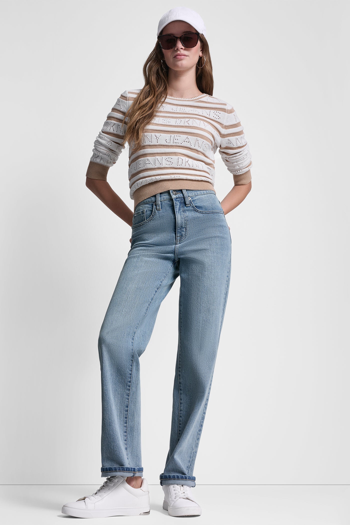 LOGO POINTELLE STRIPED SWEATER
