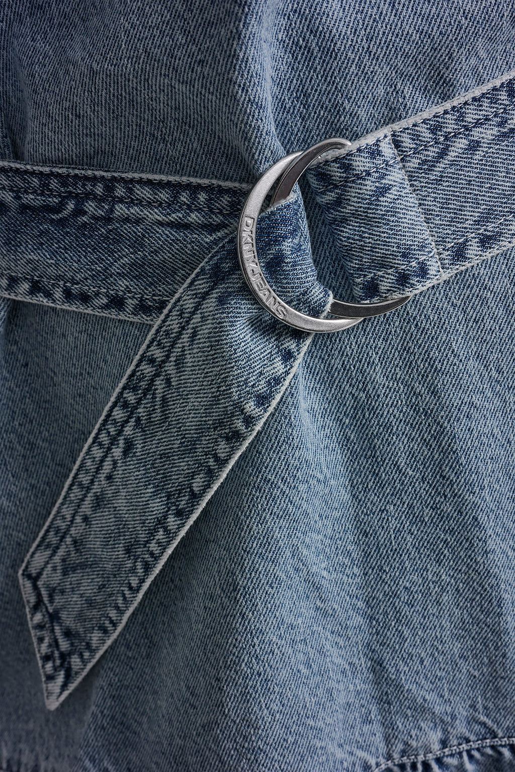 BELTED DENIM V-NECK DRESS