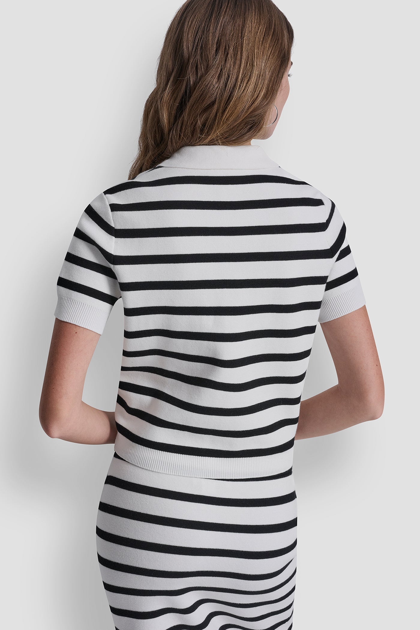 SHORT-SLEEVE STRIPED POLO CARDIGAN