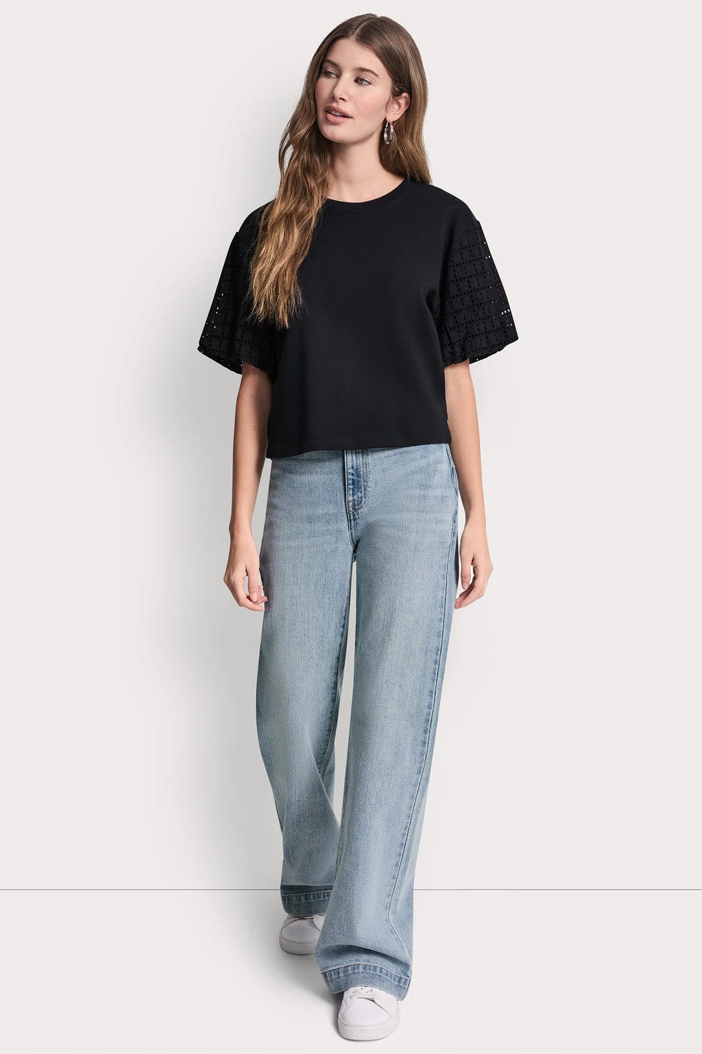 EYELET PUFF SLEEVE SHIRT