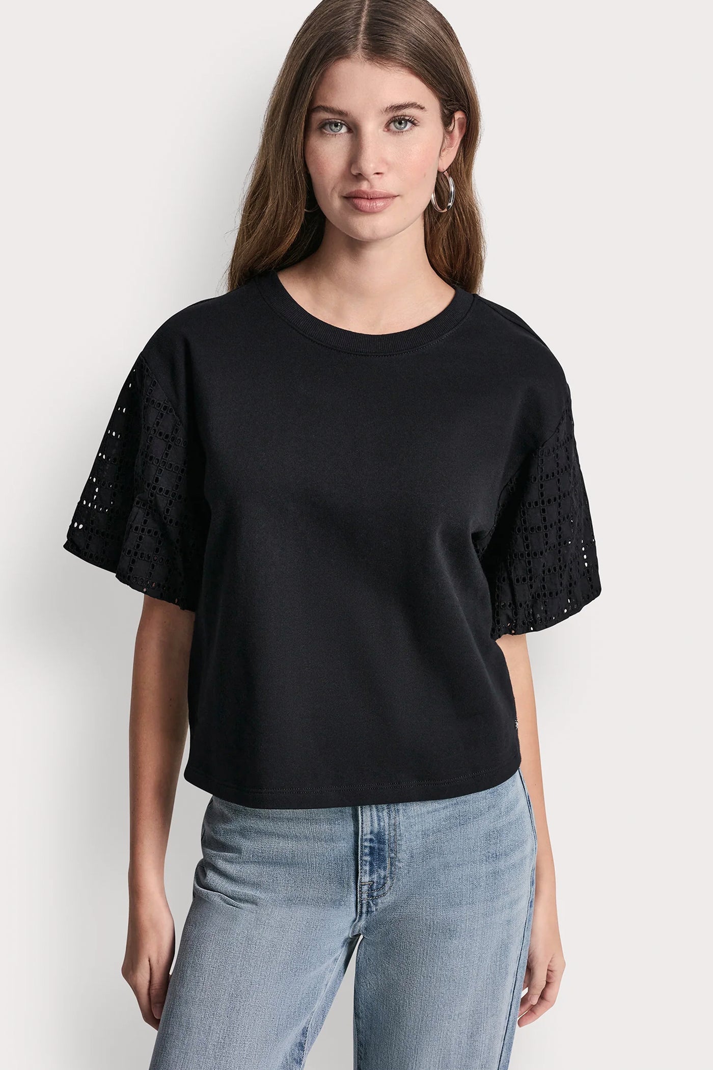 EYELET PUFF SLEEVE SHIRT