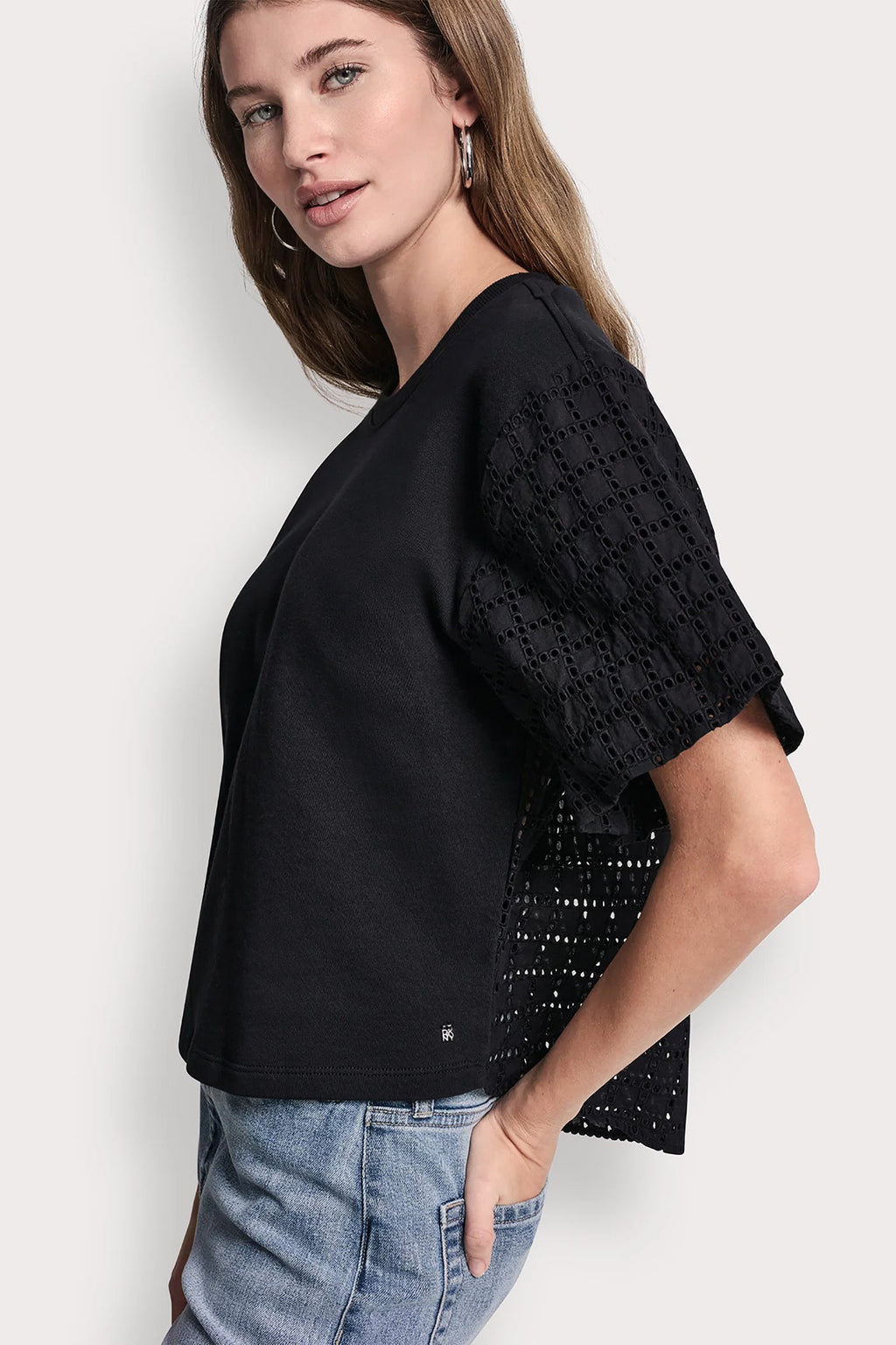 EYELET PUFF SLEEVE SHIRT