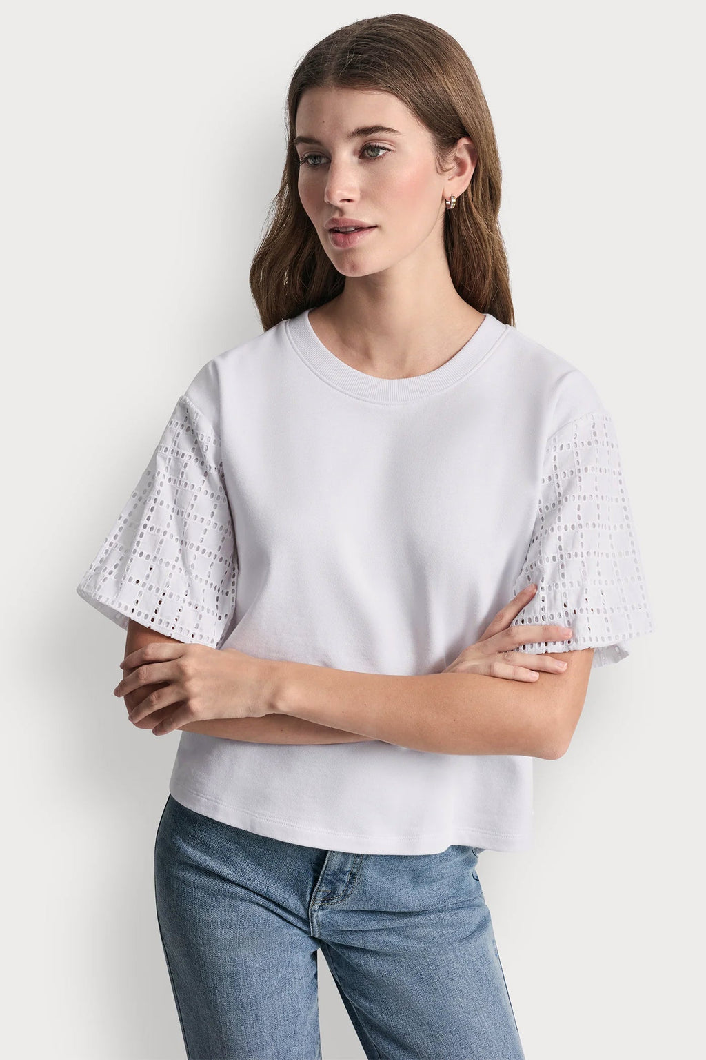 EYELET PUFF SLEEVE SHIRT