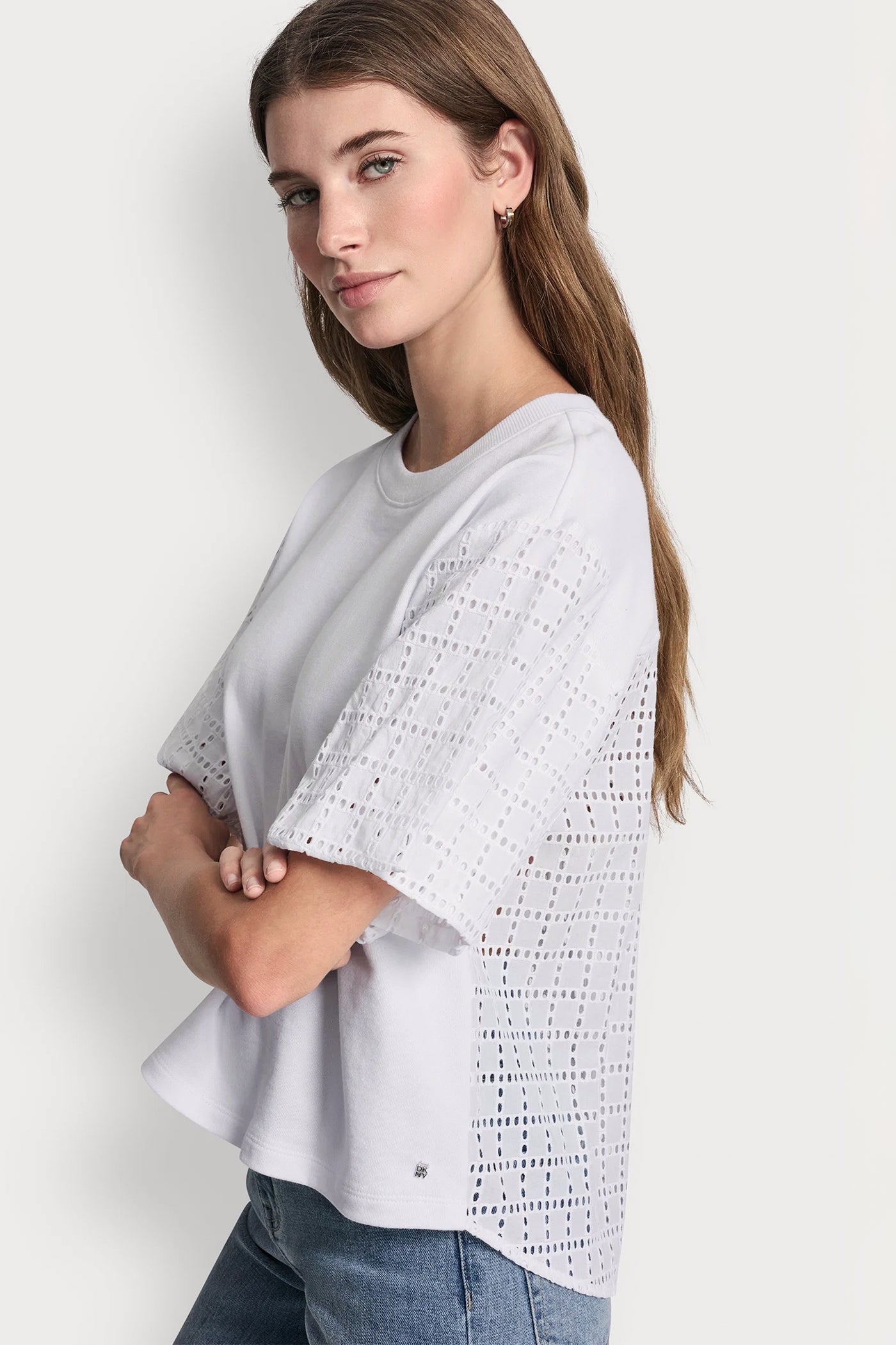 EYELET PUFF SLEEVE SHIRT