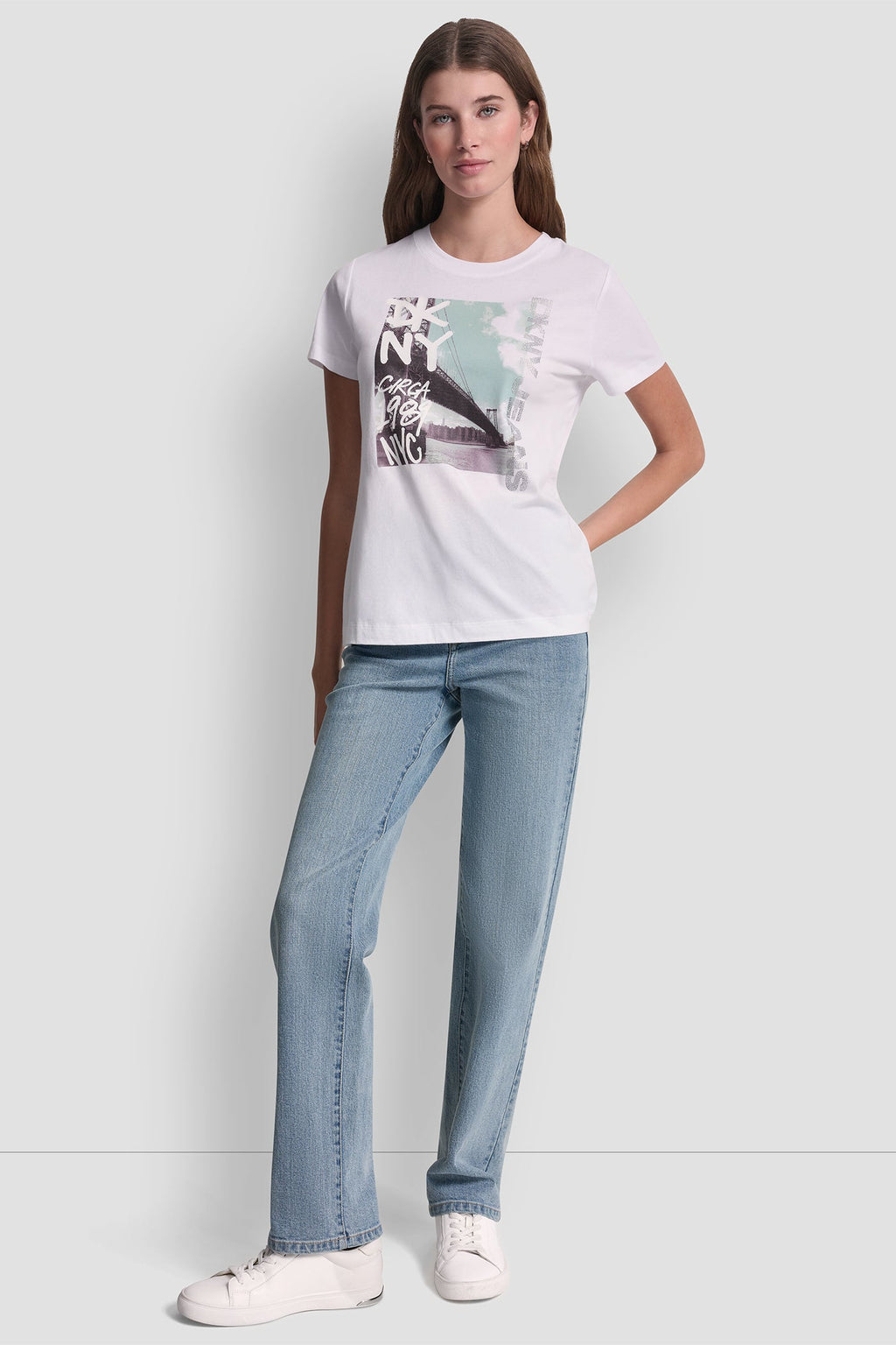 DKNY RHINESTONE GRAFITI TEE