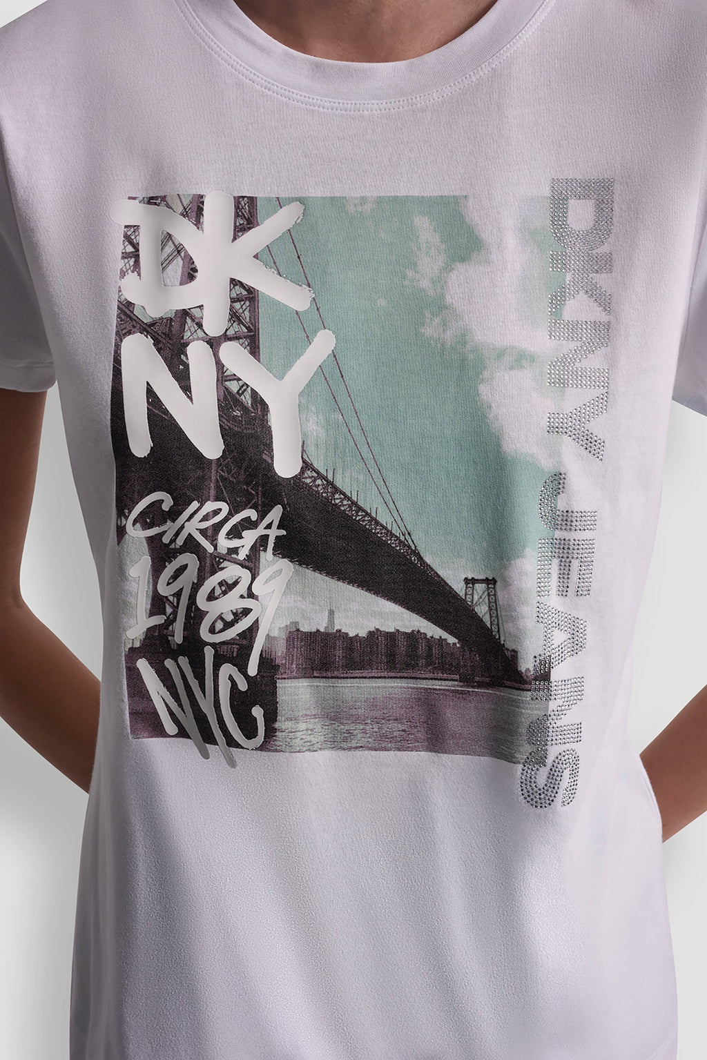 DKNY RHINESTONE GRAFITI TEE