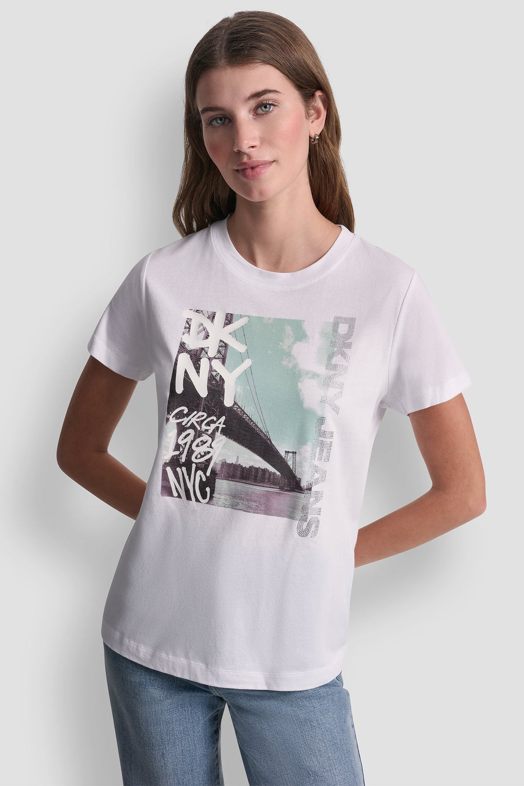 DKNY RHINESTONE GRAFITI TEE