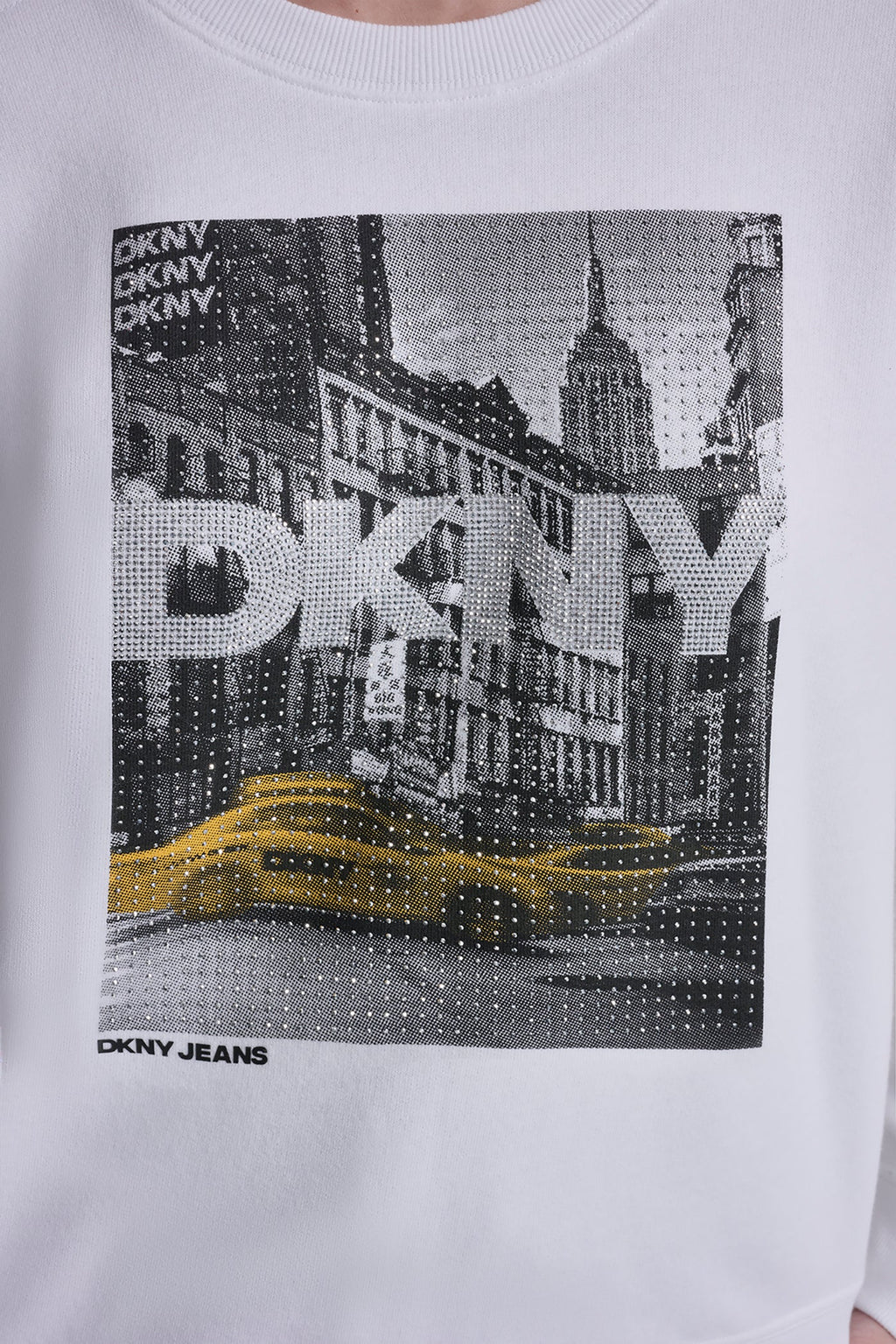 DKNY RHINESTONE TAXI LOGO SWEATSHIRT