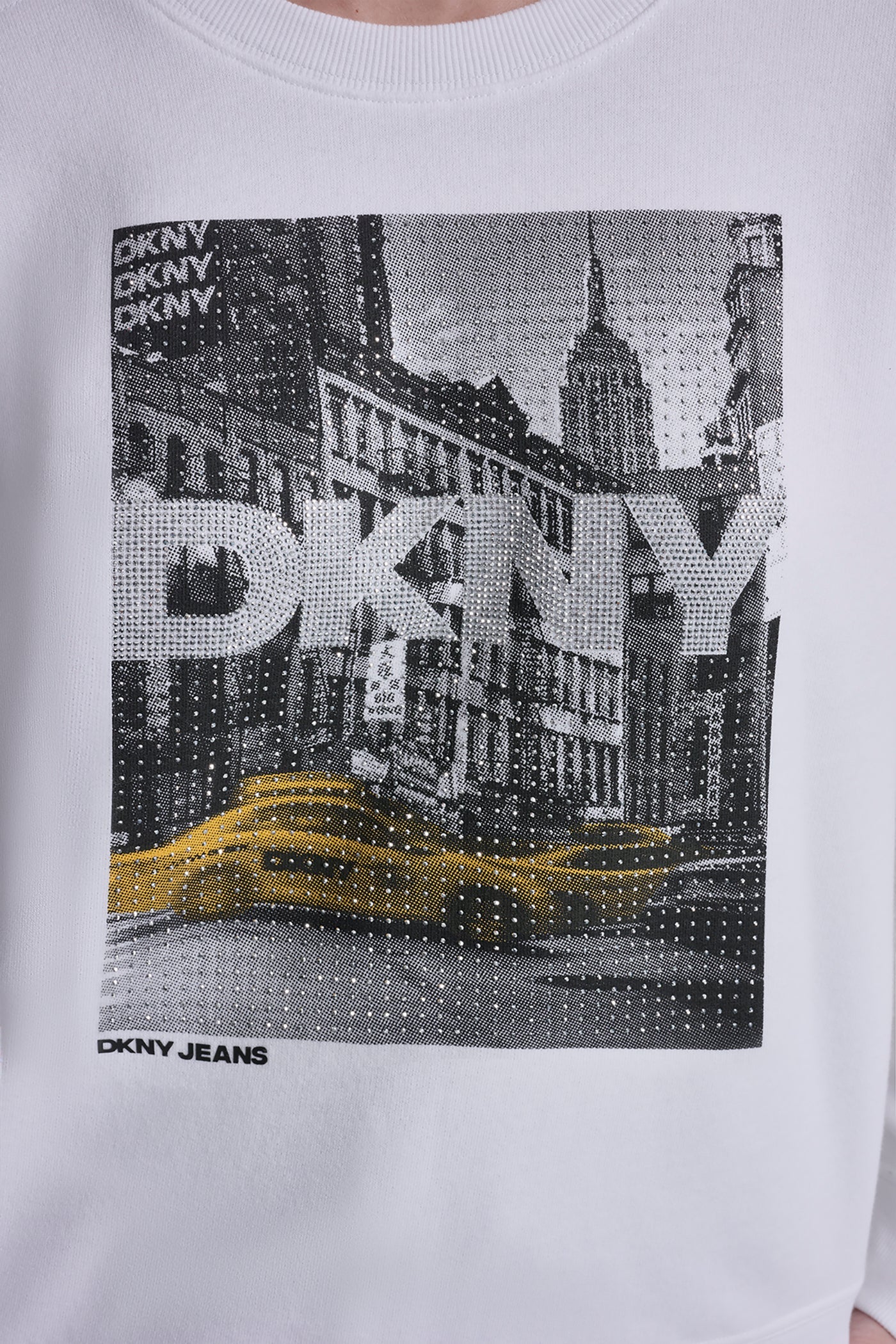 DKNY RHINESTONE TAXI LOGO SWEATSHIRT