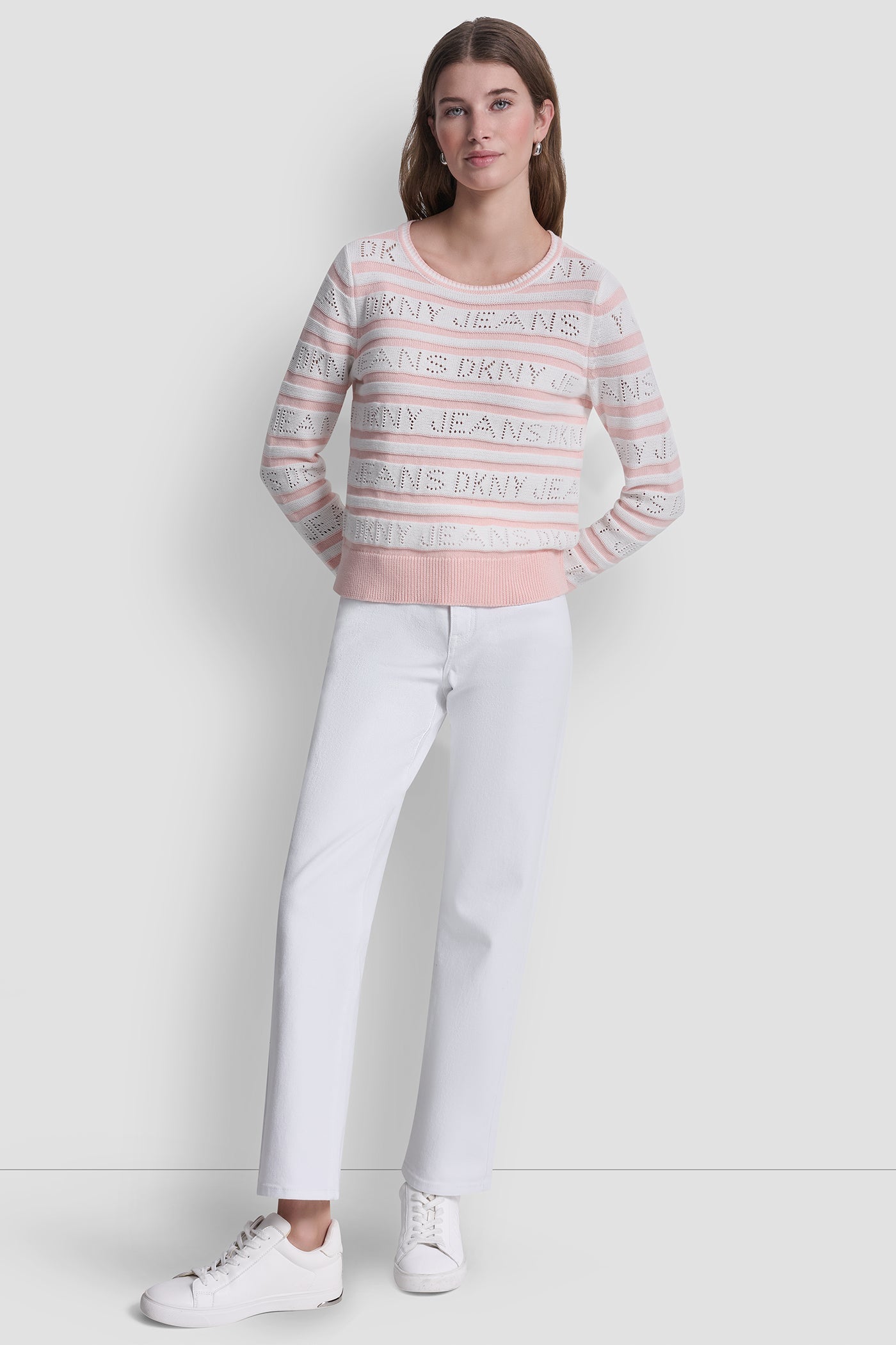 LOGO POINTELLE STRIPED SWEATER