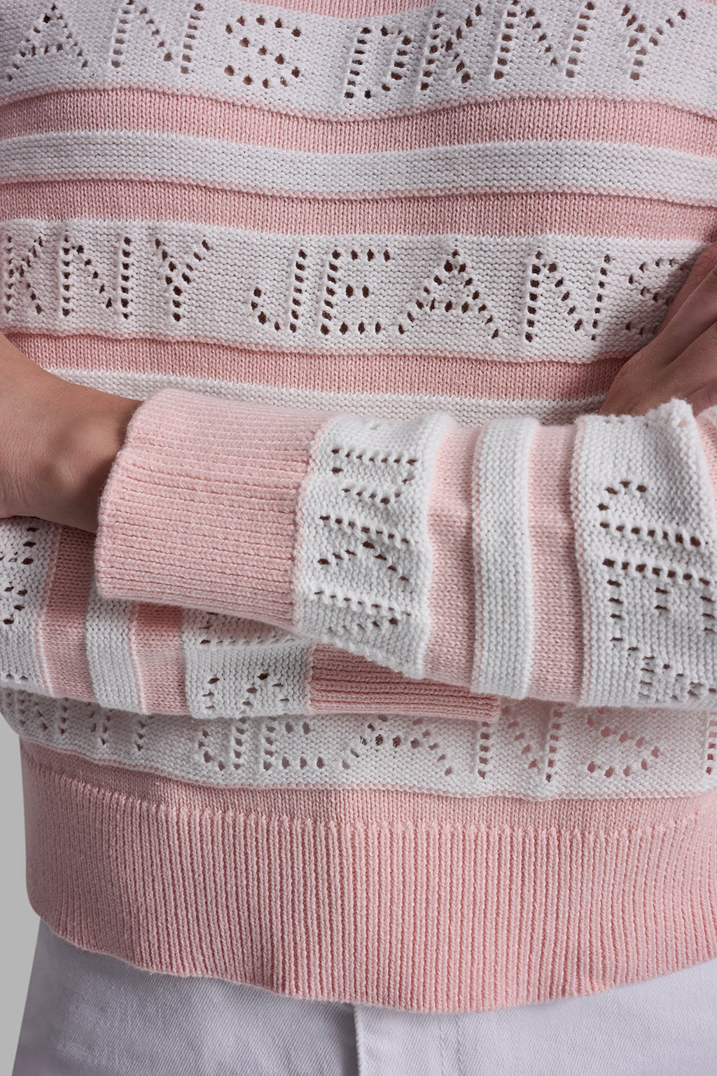LOGO POINTELLE STRIPED SWEATER