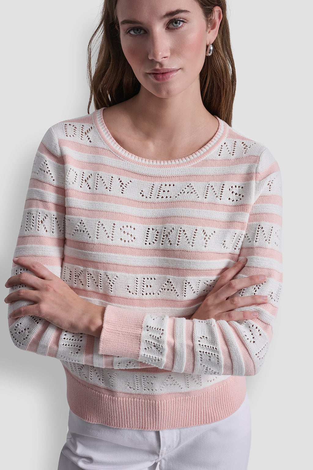 LOGO POINTELLE STRIPED SWEATER