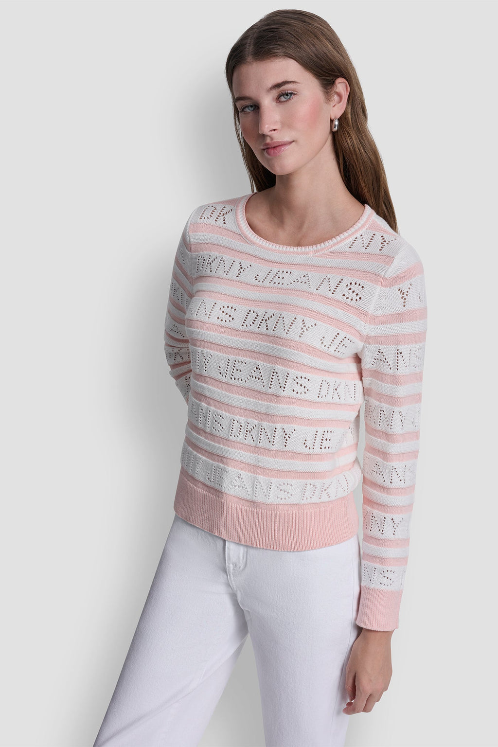 LOGO POINTELLE STRIPED SWEATER