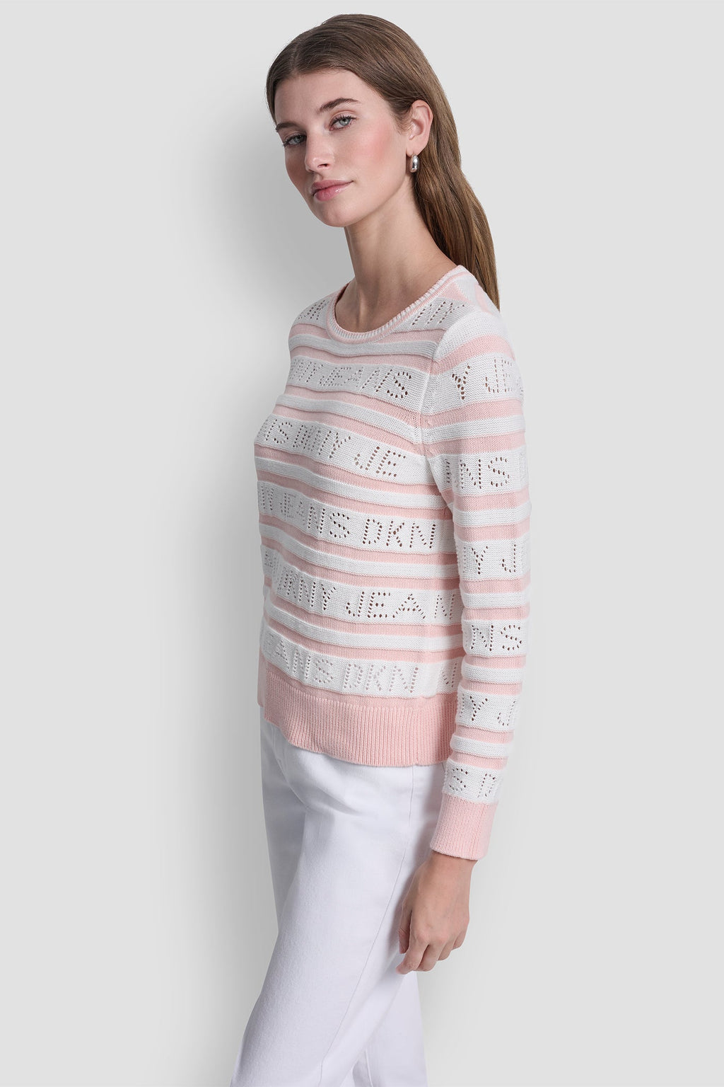LOGO POINTELLE STRIPED SWEATER