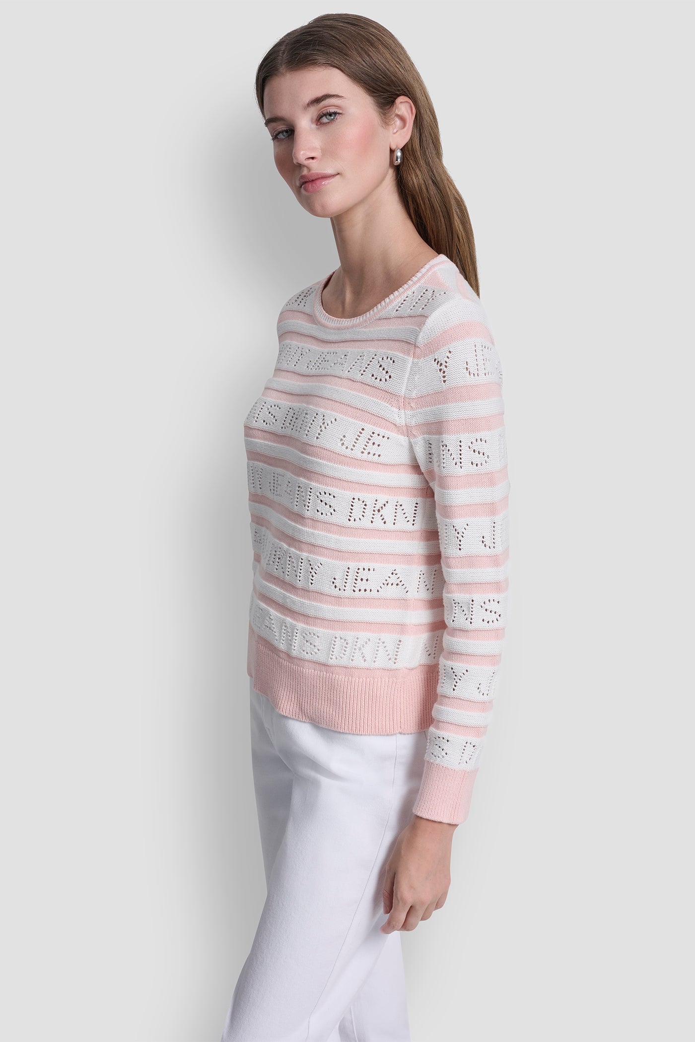 LOGO POINTELLE STRIPED SWEATER