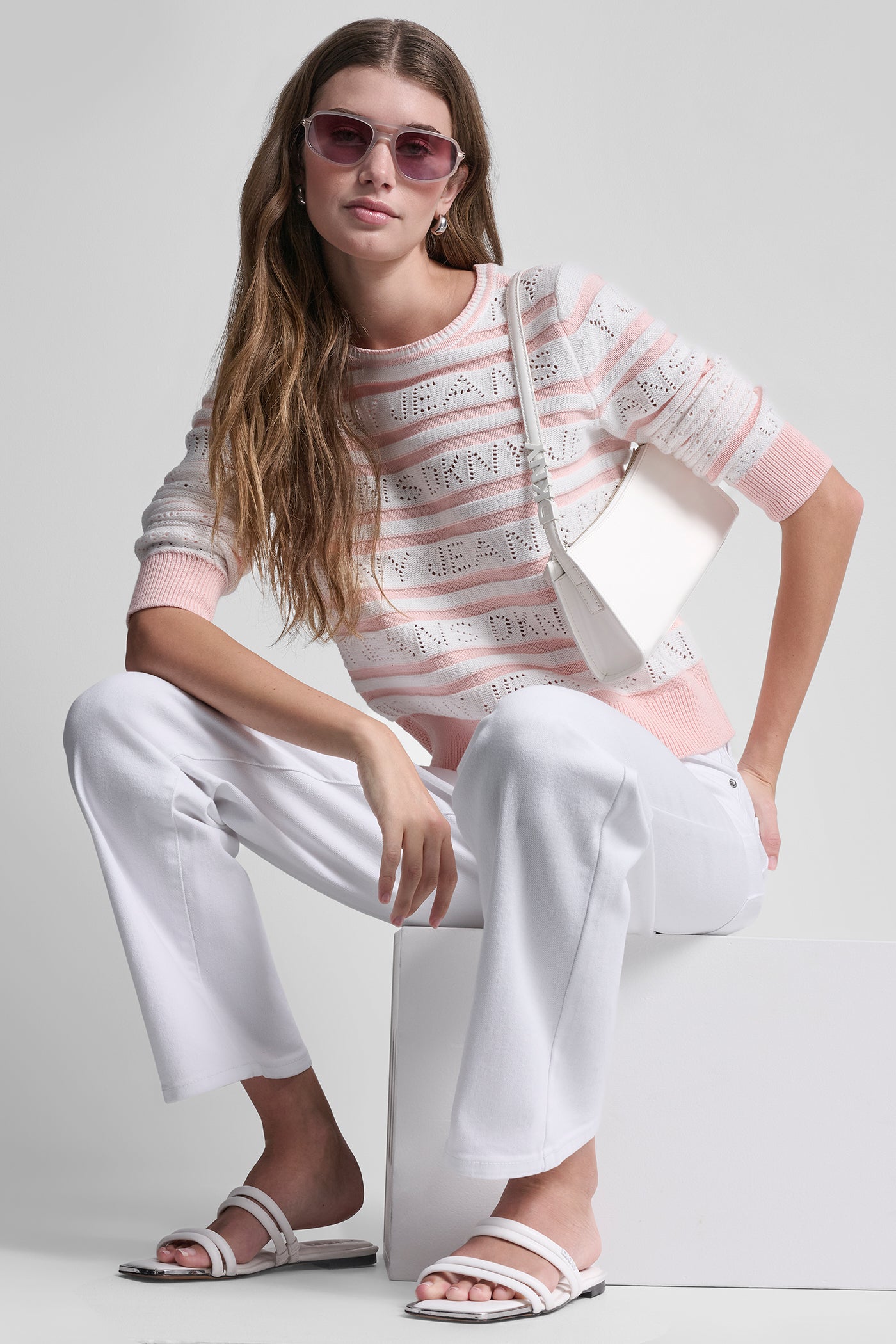 LOGO POINTELLE STRIPED SWEATER