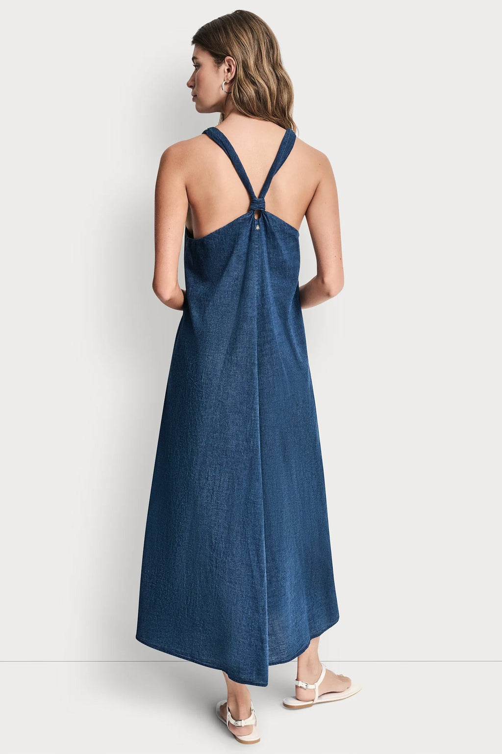 KNOTTED STRAP V-NECK MAXI DRESS