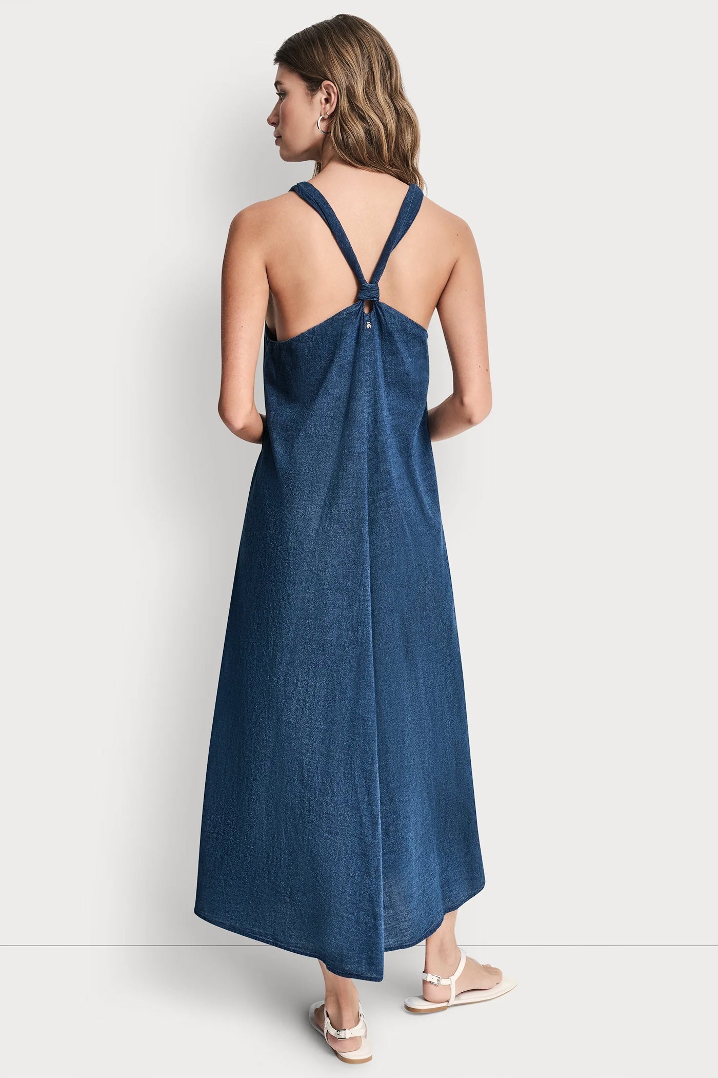 KNOTTED STRAP V-NECK MAXI DRESS