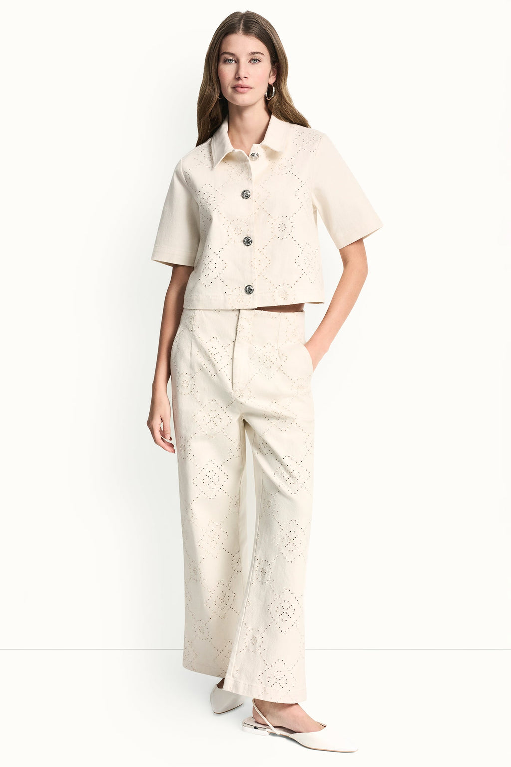 TEXTURE TWILL BUTTON-FRONT SHIRT