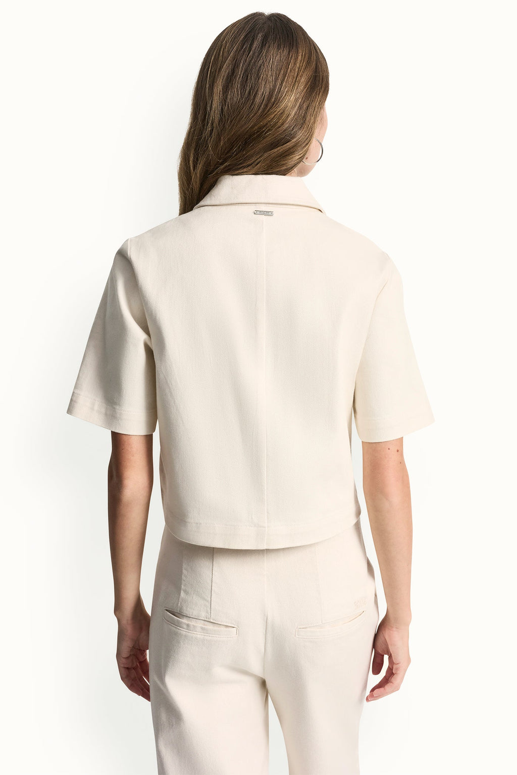 TEXTURE TWILL BUTTON-FRONT SHIRT