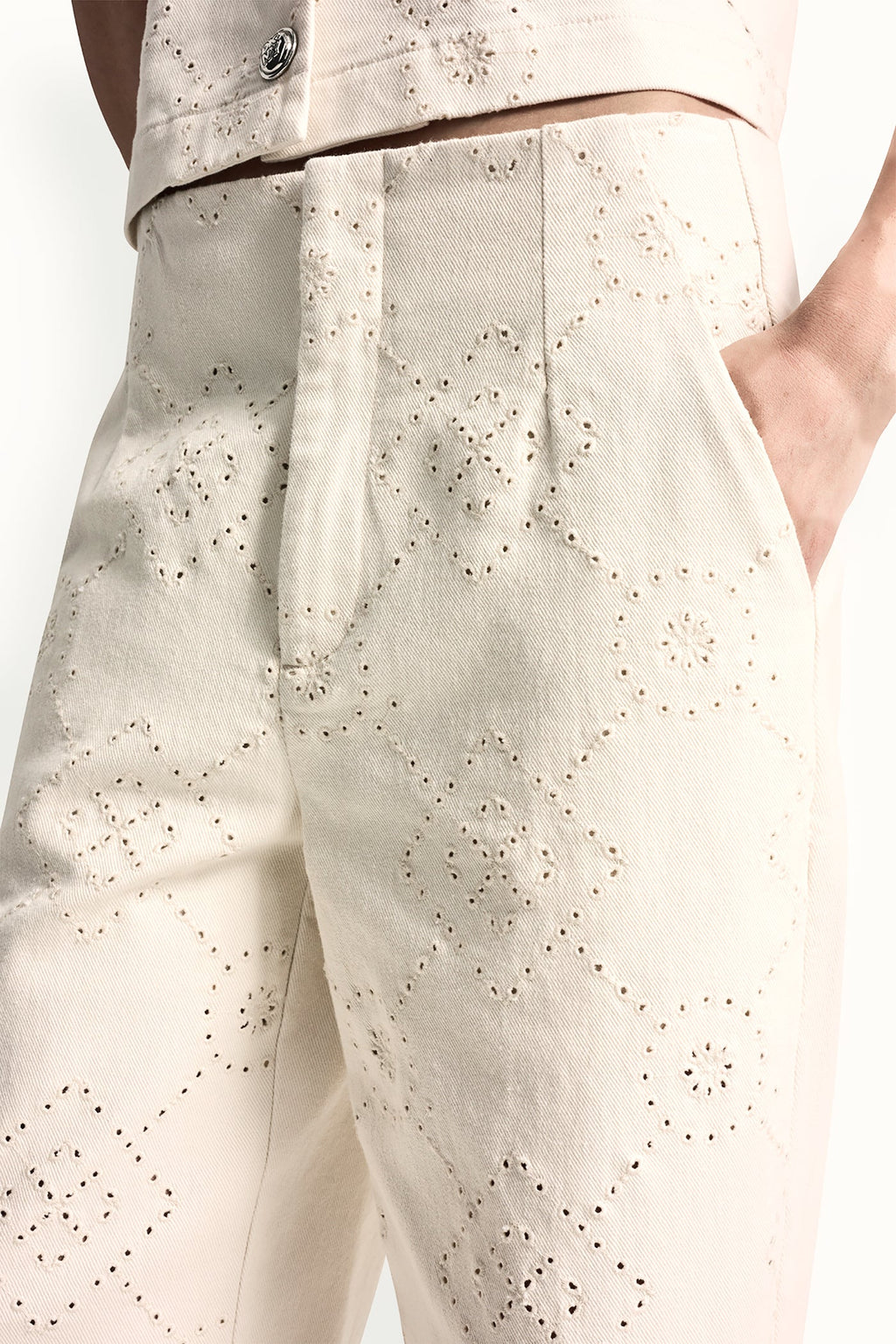 HIGH-RISE TWILL WIDE LEG PANT