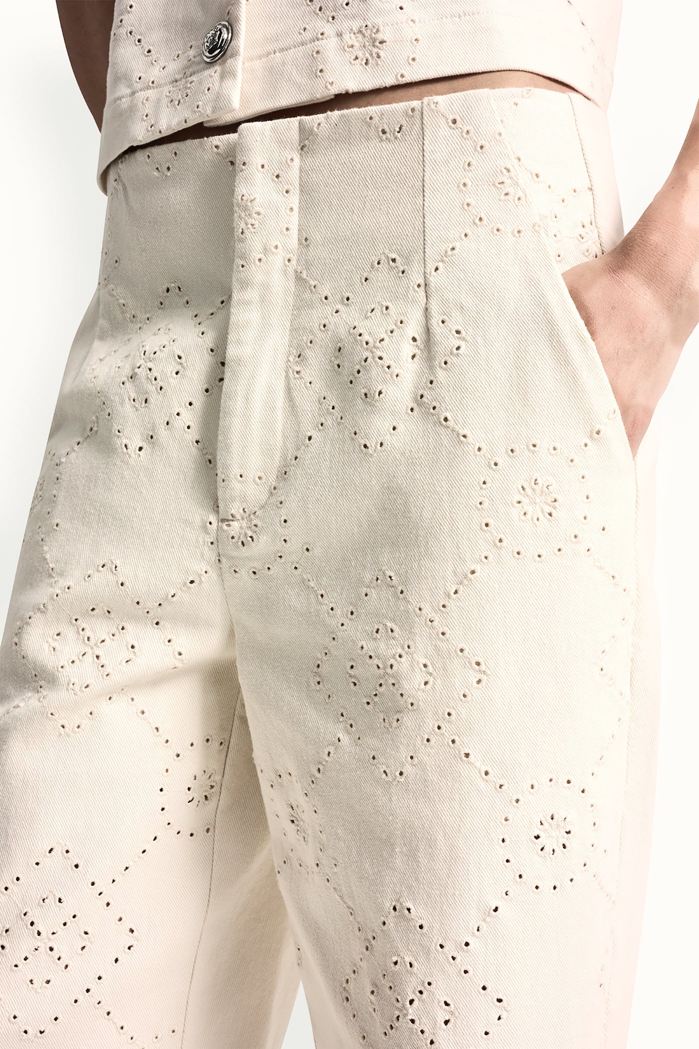 HIGH-RISE TWILL WIDE LEG PANT
