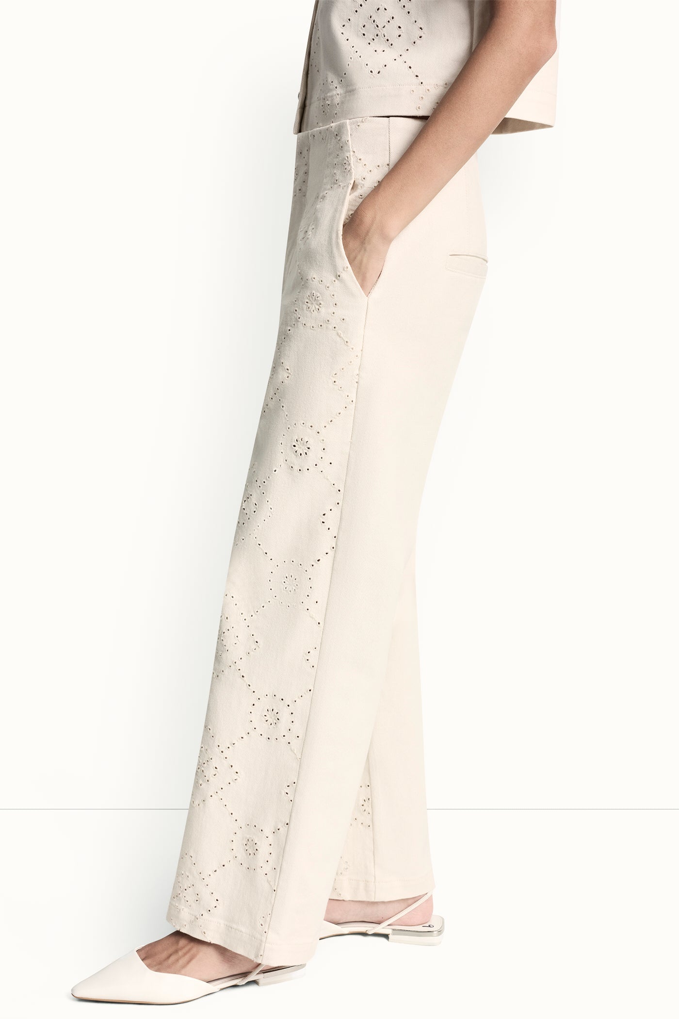 HIGH-RISE TWILL WIDE LEG PANT