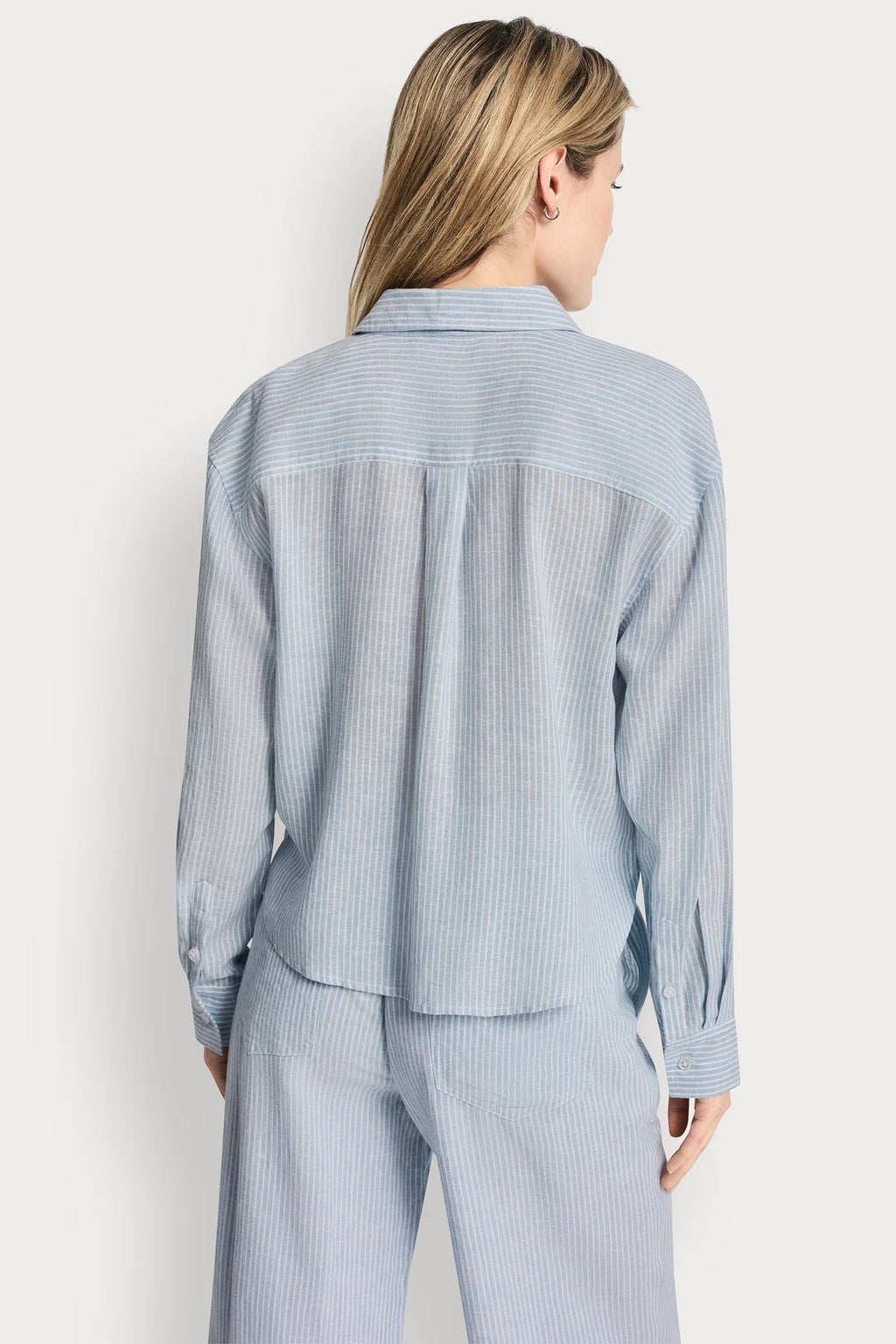 LINEN-BLEND BUTTON-FRONT SHIRT