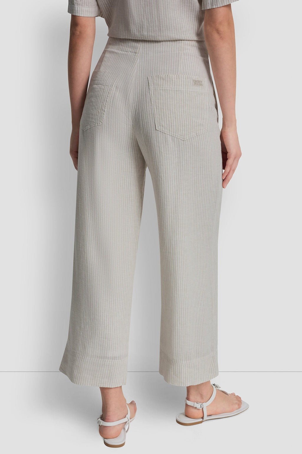 CROPPED WIDE LEG LINEN-BLEND PANTS