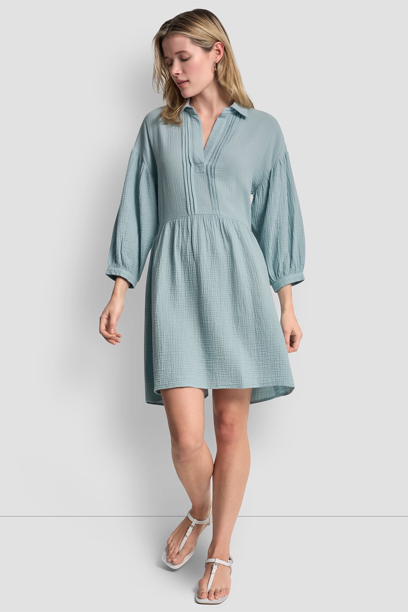 GAUZE V-NECK DRESS